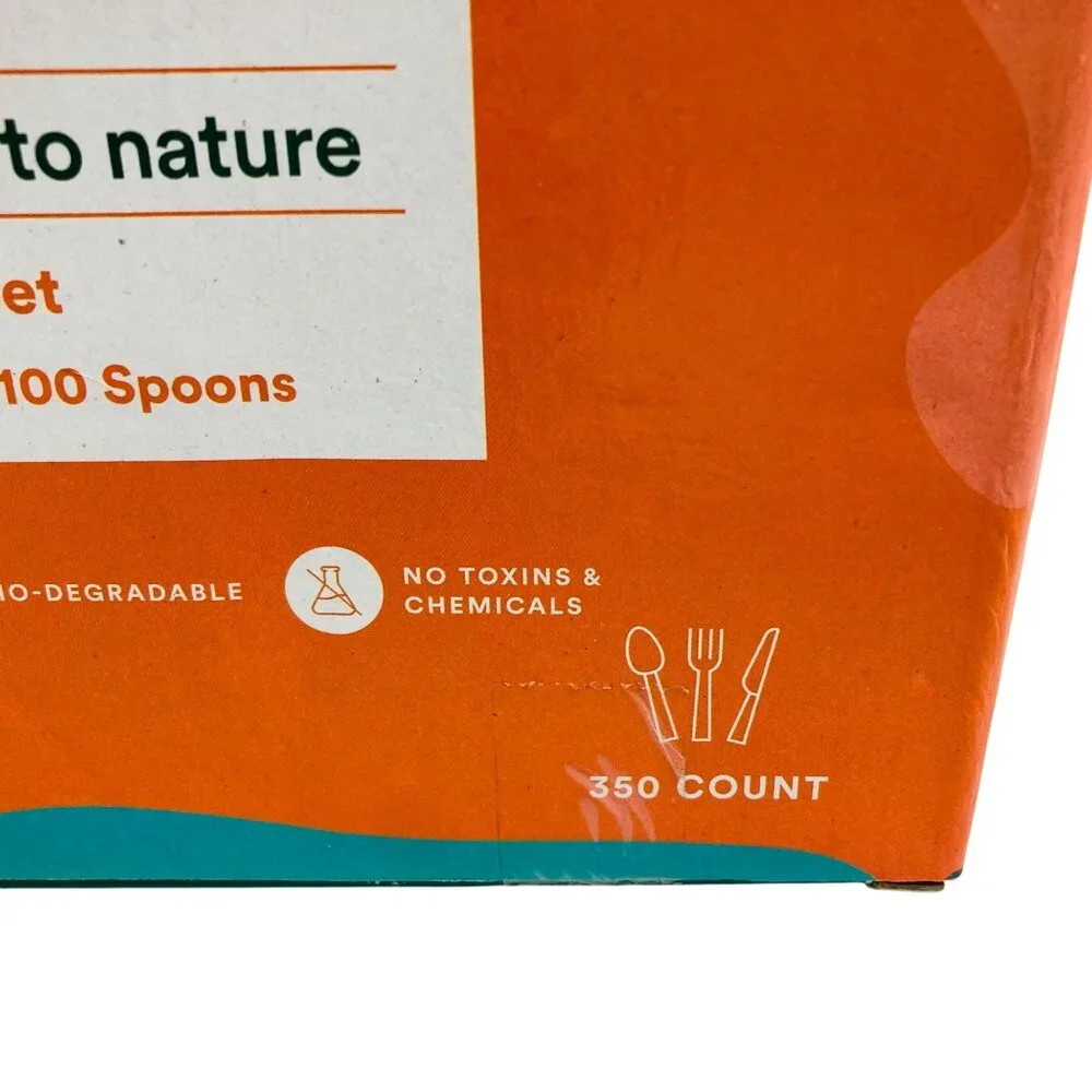 Eco Soul 350-Piece Wooden Cutlery Set 100% Eco-Friendly Biodegradable New